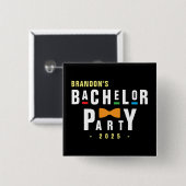 レトロ90年代カラフル蝶ネクタイ独身パーティー黒 缶バッジ (正面&裏面)