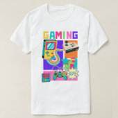 レトロ90年代ゲーム ネオンアーケードコラージュ Tシャツ (デザイン正面)
