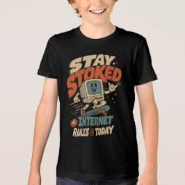 レトロ90年代スケーターコンピューター "Stay Stoked" トライブレンドTシャツ