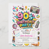 レトロ90年代モダン30歳の誕生日 招待状 (正面)