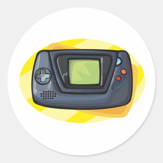 レトロ90年代携帯ゲーム機ゲーマー ラウンドシール (正面)