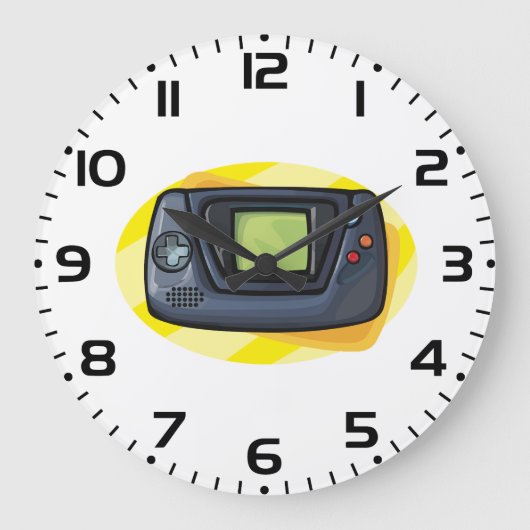 レトロ90年代携帯ゲーム機ゲーマー ラージ壁時計 (正面)