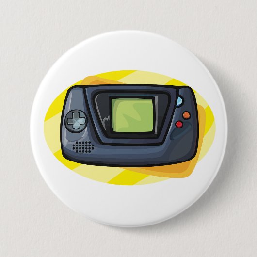 レトロ90年代携帯ゲーム機ゲーマー 缶バッジ (正面)