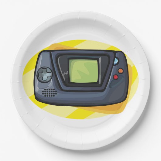 レトロ90年代携帯型ゲーム機ゲーマー ペーパープレート (正面)
