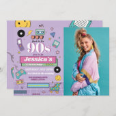 レトロ90年代誕生日90年代パーティー 招待状 (正面/裏面)