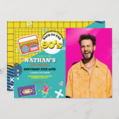 レトロ90年代誕生日90年代メンズ写真パーティー 招待状 (正面/裏面)