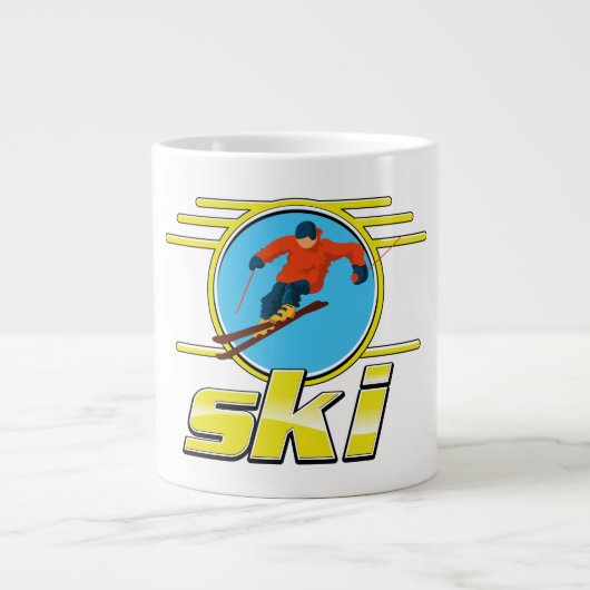 レトロ90年代 スキーロゴ ジャンボコーヒーマグカップ (正面)