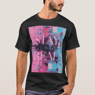 レトロ90年代 ブラック ユニセックスTシャツ ネオン STAY REAL Tシャツ