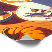 レトロ90sアニメパンプキンスパイスラテ ポスター (角)