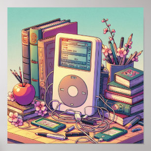 レトロ90sアニメiPod，書籍，ペン&鉛筆 ポスター
