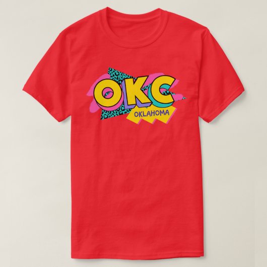 レトロ90sオクラホマシティーOKC素晴らしいメンフィススタイル90s Tシャツ (デザイン正面)