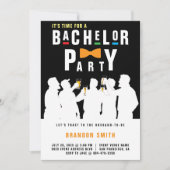 レトロ90sカラフルボウタイバチュラーパーティブラック 招待状 (正面)