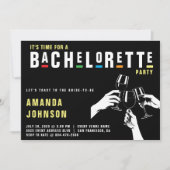 レトロ90sカラフル応援バチェロレッテブラック 招待状 (正面)