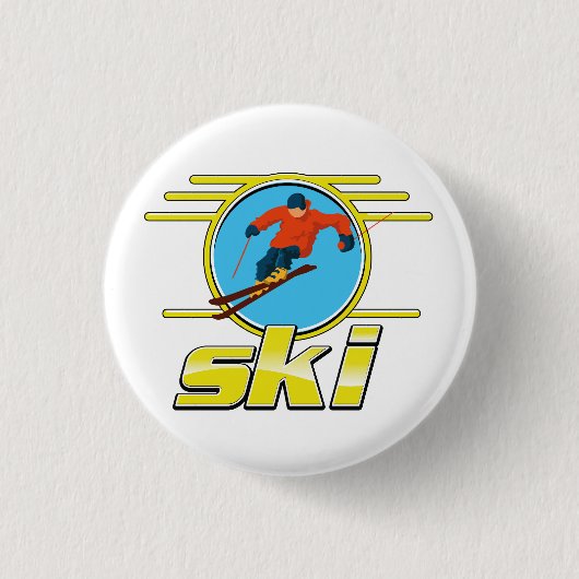 レトロ90sスキーロゴ 缶バッジ (正面)