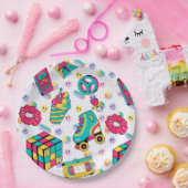 レトロ90sネオンファンキーグロー誕生日 ペーパープレート (パーティー)