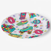 レトロ90sネオンファンキーグロー誕生日 ペーパープレート (アングル)