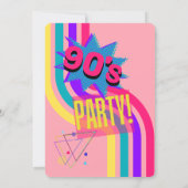 レトロ90'sパーティーピンク懐かしい誕生日 招待状 (裏面)