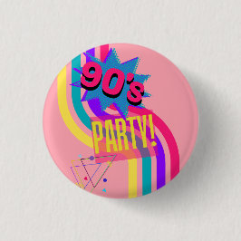 レトロ90'sパーティーピンク懐かしい誕生日 缶バッジ