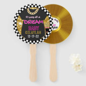 レトロ90sヒップホップベビーガールシャワーフォトプロップ ハンドファン (正面&裏面)