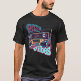 レトロ90sビーブスブームボックスイラストレーション tシャツ