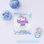 レトロ90sユニコーン30th誕生日招待状 チラシ (シングル)