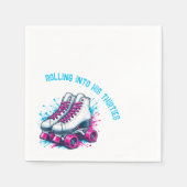 レトロ90sローラスケートで滑るパーティー スタンダードカクテルナプキン (正面)