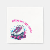 レトロ90sローラスケートで滑るパーティー スタンダードカクテルナプキン (正面)