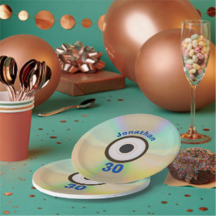 レトロ90s音楽テーマ30th誕生日パーティーフェイクCD ペーパープレート