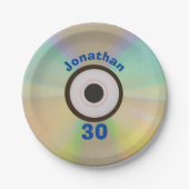 レトロ90s音楽テーマ30th誕生日パーティーフェイクCD ペーパープレート (正面)