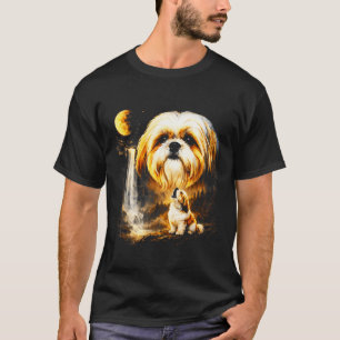 レトロ90's おもしろい犬 シーツー犬 月に吠える tシャツ