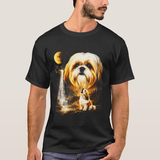 レトロ90's おもしろい犬 シーツー犬 月に吠える tシャツ (正面)