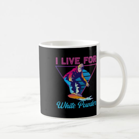 レトロ90s 80sスノーボードI Live For White Powder 1 コーヒーマグカップ (右)