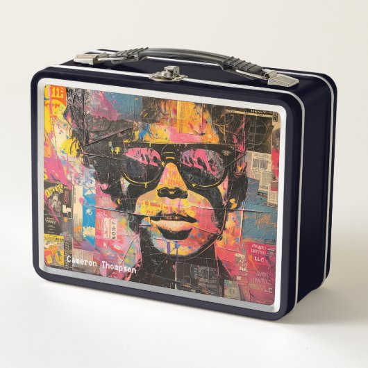 レトロ90s 80sヴィンテージアポップ・アートのートティンランチボックス メタルランチボックス (正面)