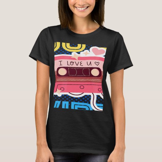 レトロ90's Vibeとカセット1990s音楽90sコスト Tシャツ (正面)