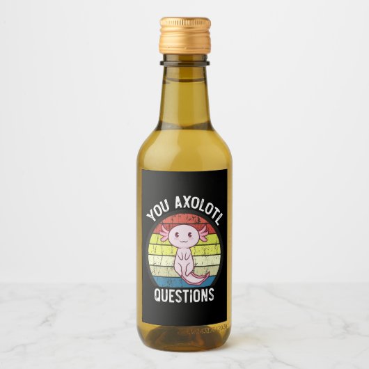 レトロ90s You Axolotl質問ヴィンテージサンセット ワインラベル (正面)