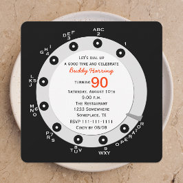 レトロ90th誕生日パーティー招待ロータリダイヤル 招待状