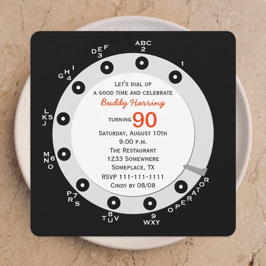 レトロ90th誕生日パーティー招待ロータリダイヤル 招待状