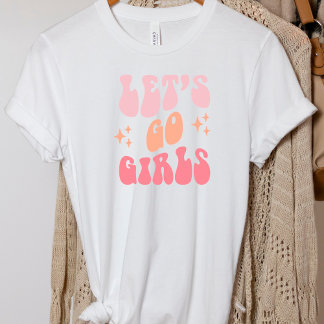 レトロ おもしろい ブライズメイド 女子会 Let's Go Girls パーティー Tシャツ