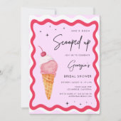 レトロ お姫様はピックアップされた アイスクリーム ブライダルシャワー 招待状 (正面)