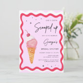 レトロ お姫様はピックアップされた アイスクリーム ブライダルシャワー 招待状 (スタンド正面)