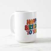 レトロ お誕生日おめでとう コーヒーマグカップ (正面左)