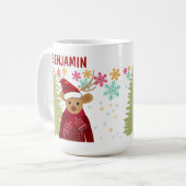 レトロ かわいい 赤鼻のトナカイ クリスマス コーヒーマグカップ (正面左)