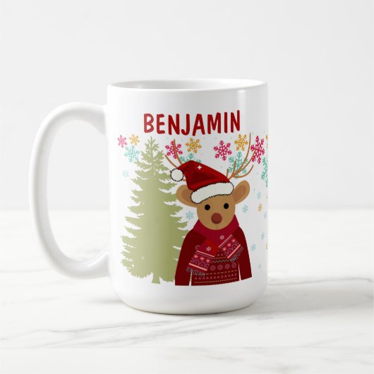 レトロ かわいい 赤鼻のトナカイ クリスマス コーヒーマグカップ (左)