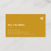 レトロ くすんだマスタードイエロー アーシーミニマル 名刺 (裏面)