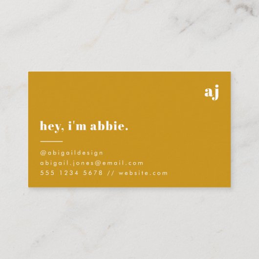 レトロ くすんだマスタードイエロー アーシーミニマル 名刺 (裏面)