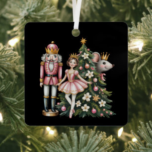 レトロ・くるみ割り人形のシーン ビンテージ クリスマスマッチング メタルオーナメント