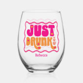 レトロ ただ酔っ払った独身最後の夜の会 ステムなしワイングラス (正面)