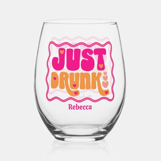 レトロ ただ酔っ払った独身最後の夜の会 ステムなしワイングラス (裏面)