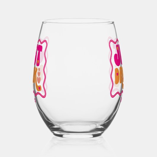 レトロ ただ酔っ払った独身最後の夜の会 ステムなしワイングラス (左)