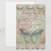 レトロ，みすぼらしいシック，ヴィンテージ，田舎風，花模様,b 便箋 (正面/裏面)